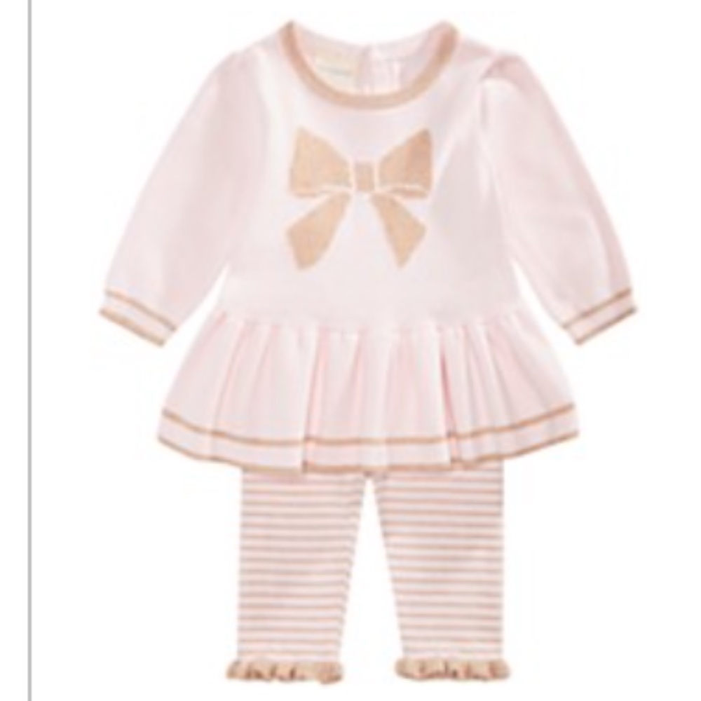 Baby Girls 2-Pc. Bow Sweater Tunic & Striped Tight 6-9 M
